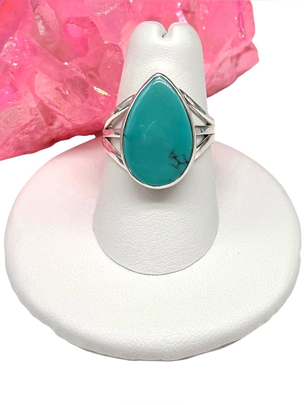 Aztec Mountain Turquoise Ring Size 7 Solid 925 Sterling Silver